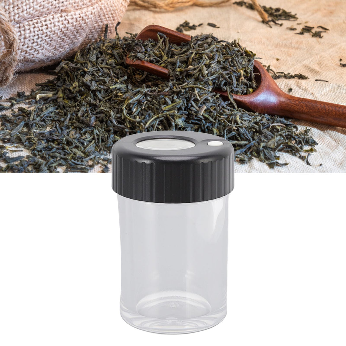 Magnifying Viewing Jar Multifunction Waterproof Magnifying Glass Storage Jar with LED Light for Home Travel Black