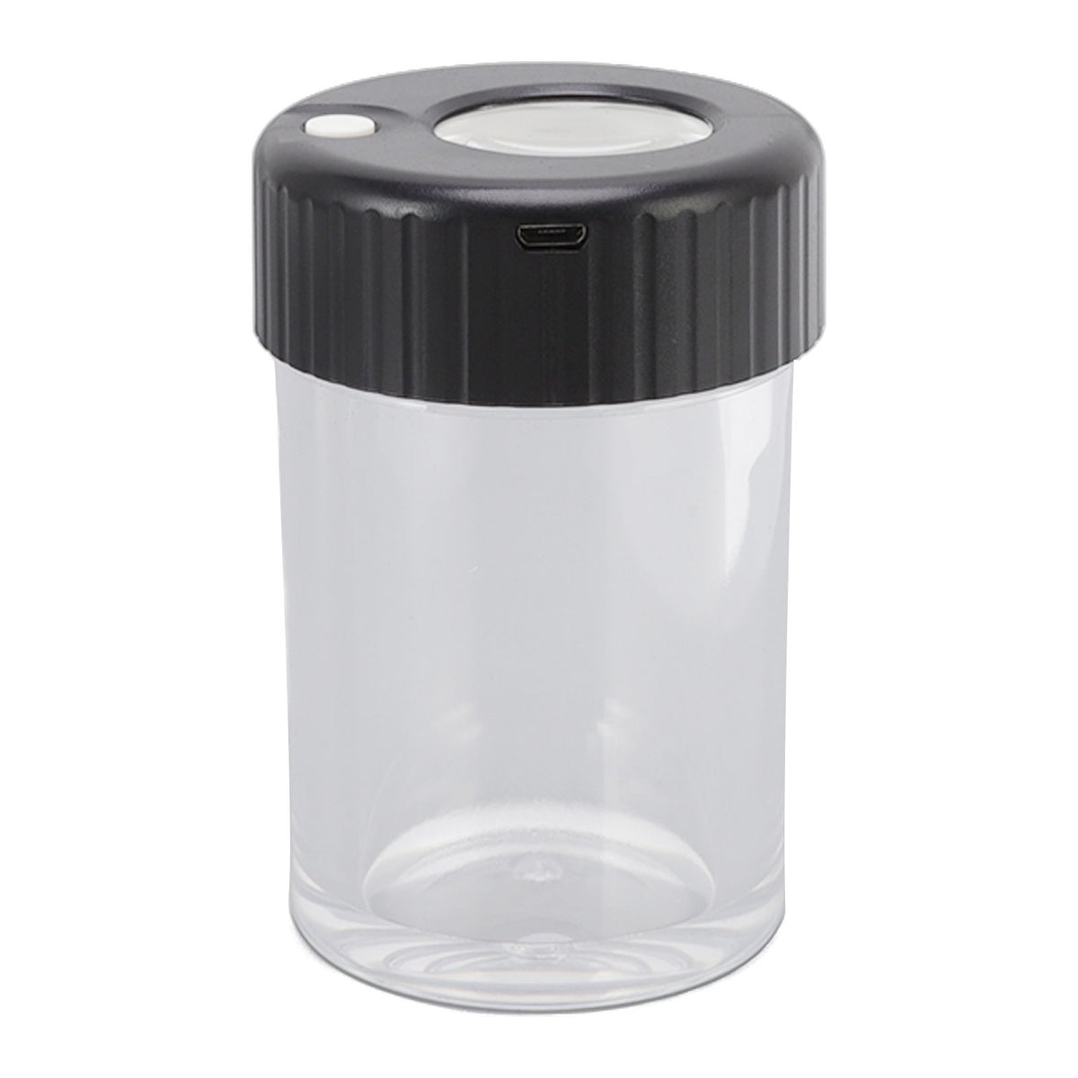 Magnifying Viewing Jar Multifunction Waterproof Magnifying Glass Storage Jar with LED Light for Home Travel Black