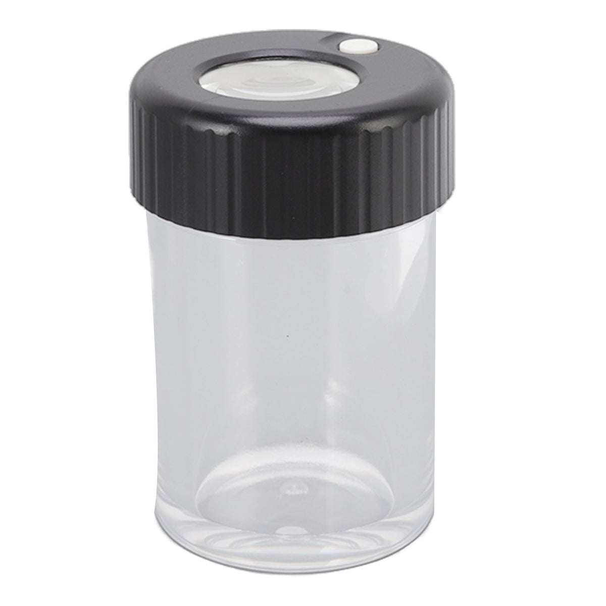 Magnifying Viewing Jar Multifunction Waterproof Magnifying Glass Storage Jar with LED Light for Home Travel Black