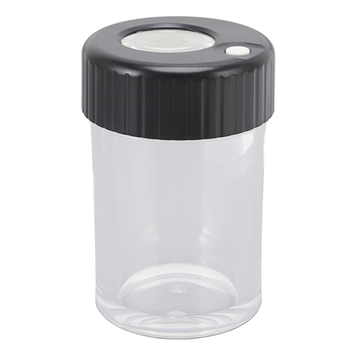 Magnifying Viewing Jar Multifunction Waterproof Magnifying Glass Storage Jar with LED Light for Home Travel Black