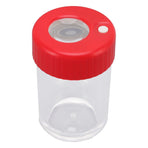 Magnifying Viewing Jar Multifunctional Waterproof Portable Magnifying Glass Storage Jar with LED Light for Tobacco Red