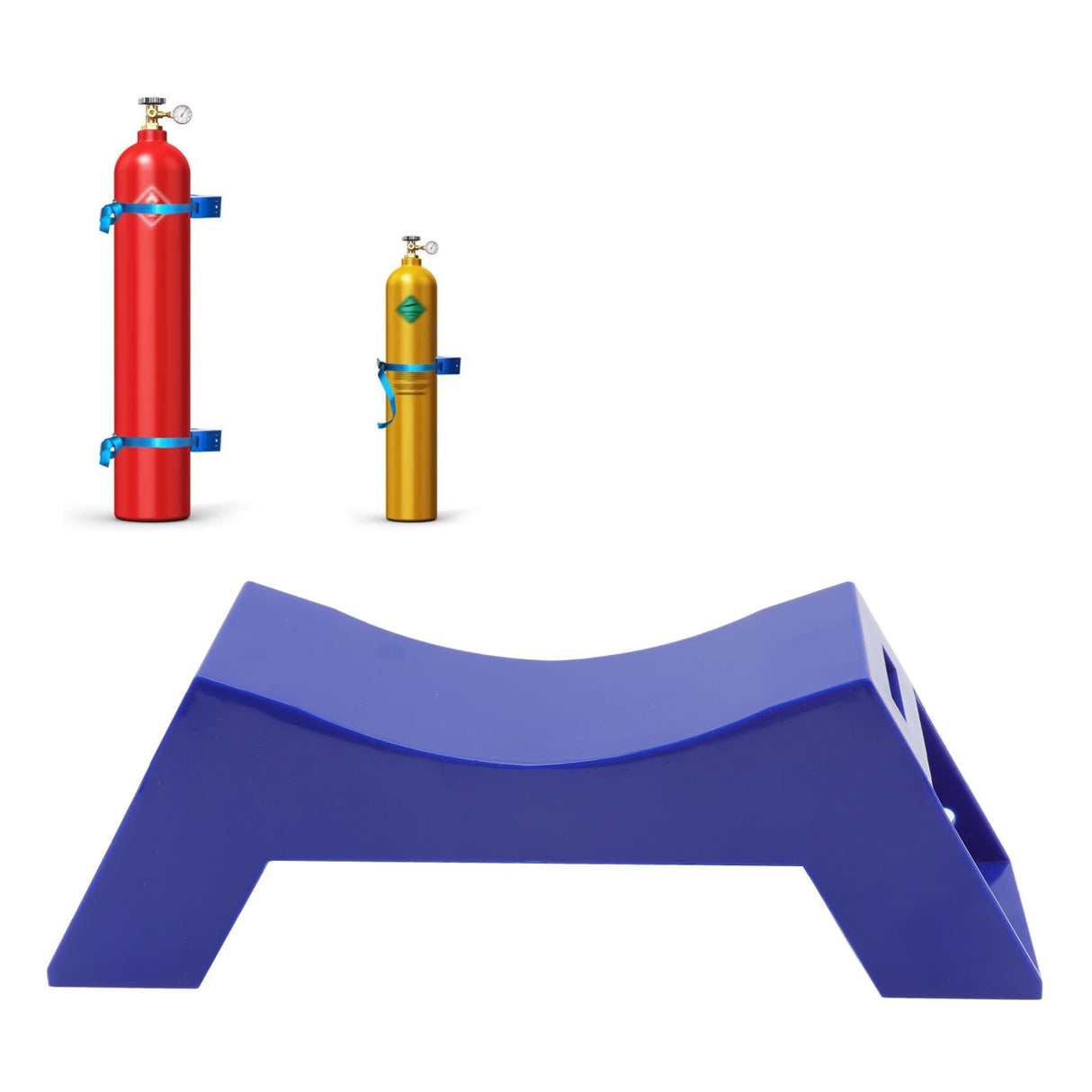 Gas Cylinder Holder Plastic Cylinder Wall Mounted Fixed Bracket with Expansion Screw Safety Strap Blue