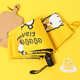 UV Protection Umbrella Fully Automatic Foldable Vinyl Portable Cute Bear Parasol for Outdoor Yellow - Side View