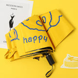UV Protection Umbrella Fully Automatic Foldable Vinyl Portable Cute Bear Parasol for Outdoor Yellow - Top-Down View