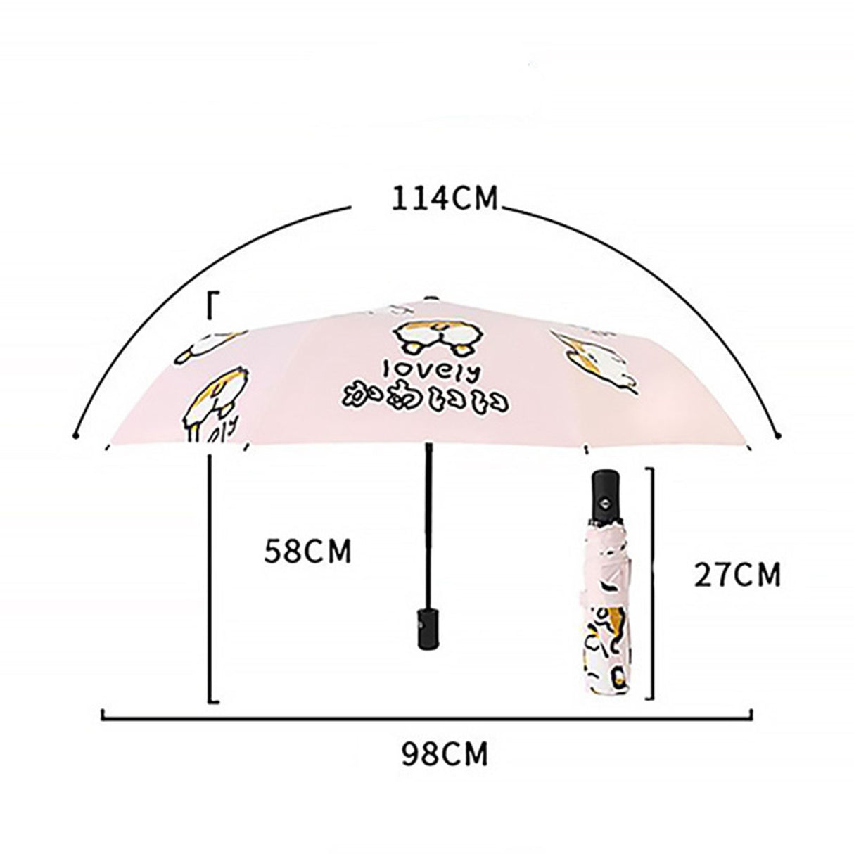 UV Protection Umbrella Fully Automatic Foldable Vinyl Portable Cute Bear Parasol for Outdoor Yellow