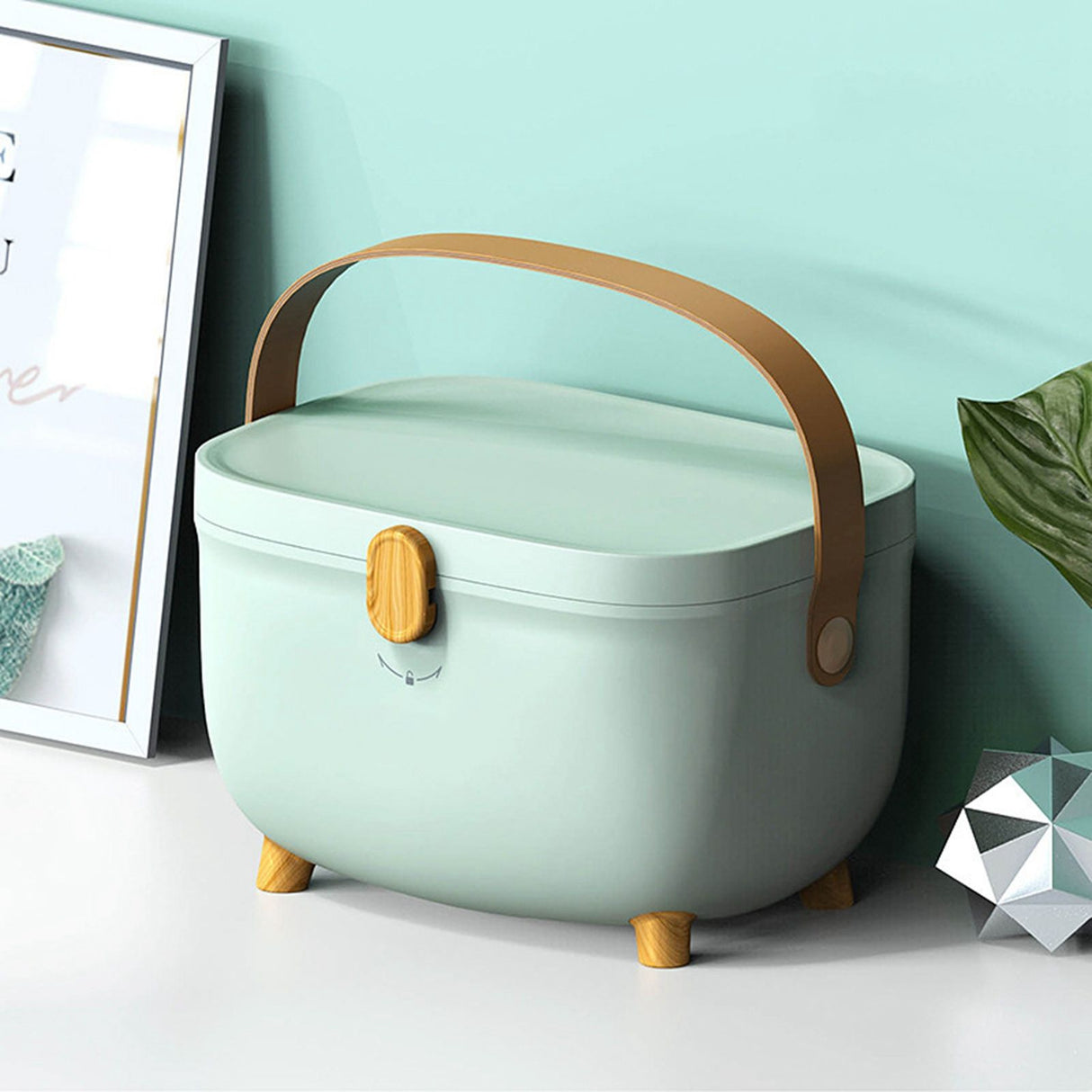 Plastic Medicine Storage Box Oval Double Layers Multi Grid Large Capacity Medical Box Organizer for Home Dorm Green