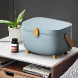 Plastic Medicine Storage Box Oval Double Layers Multi Grid Large Capacity Medical Box Organizer for Home Dorm Blue
