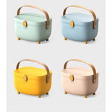 Plastic Medicine Storage Box Oval Double Layers Multi Grid Large Capacity Medical Box Organizer for Home Dorm Pink