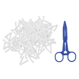 100pcs Pig Umbilical Cord Clamps White Plastic Livestock Umbilical Cord Clips for Production with 1 Hemostatic Forcep