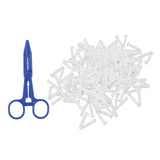 100pcs Pig Umbilical Cord Clamps White Plastic Livestock Umbilical Cord Clips for Production with 1 Hemostatic Forcep