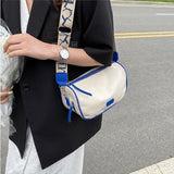 Women One Shoulder Messenger Bag Fashionable Simple Pure Color Bag Ladies Casual Bags Blue - Front View