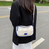 Women One Shoulder Messenger Bag Fashionable Simple Pure Color Bag Ladies Casual Bags Blue - Rear View