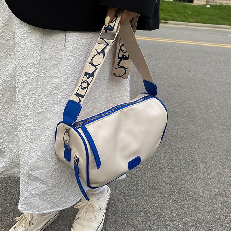 Women One Shoulder Messenger Bag Fashionable Simple Pure Color Bag Ladies Casual Bags Blue