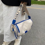 Women One Shoulder Messenger Bag Fashionable Simple Pure Color Bag Ladies Casual Bags Blue - Low Angle