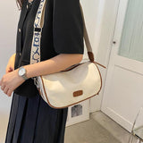 Women One Shoulder Messenger Bag Fashionable Simple Pure Color Bag Ladies Casual Bags Brown - Front View