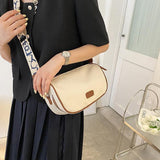 Women One Shoulder Messenger Bag Fashionable Simple Pure Color Bag Ladies Casual Bags Brown - Top-Down View