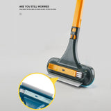 Double Sided Window Screen Wiper and Scrapper Multifunctional Window Squeegee Household Cleaning Tool with Handle Yellow Green - Side View