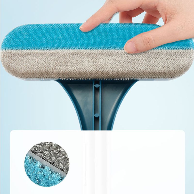 Double Sided Window Screen Wiper and Scrapper Multifunctional Window Squeegee Household Cleaning Tool with Handle Blue