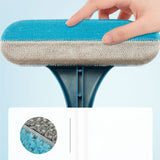 Double Sided Window Screen Wiper and Scrapper Multifunctional Window Squeegee Household Cleaning Tool with Handle Blue - Front View