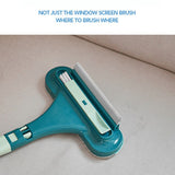 Double Sided Window Screen Wiper and Scrapper Multifunctional Window Squeegee Household Cleaning Tool with Handle Blue - Side View