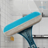Double Sided Window Screen Wiper and Scrapper Multifunctional Window Squeegee Household Cleaning Tool with Handle Blue