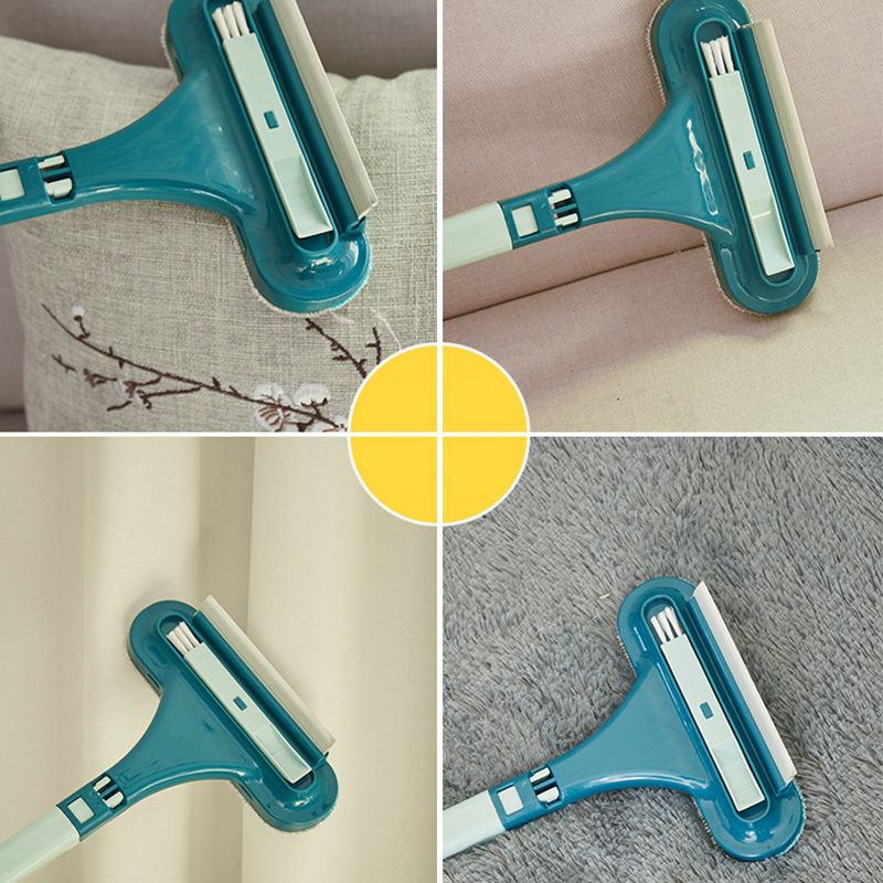 Double Sided Window Screen Wiper and Scrapper Multifunctional Window Squeegee Household Cleaning Tool with Handle Blue