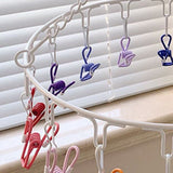 Clips Laundry Rack Dormitory Clamp Circular Clothes Drying Non Drop Multi Function Candy Color 16 Clip - Side View
