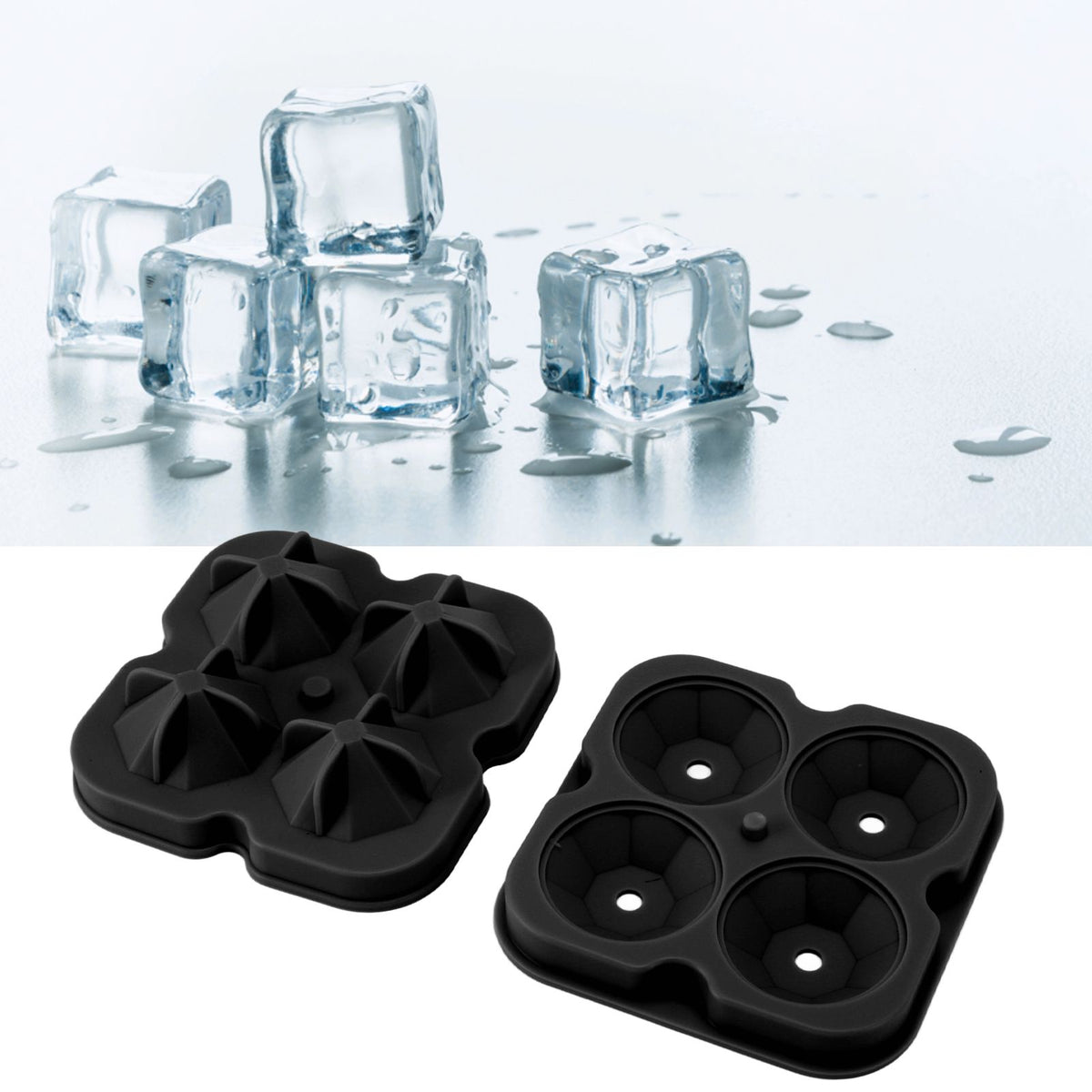 4 Hole Diamond Shaped Ice Cube Mold Silicone Ice Cube Trays for Cake Molds DIY Chocolate Candy Black