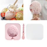 Popsicle Molds Reusable Stackable DIY Silicone Ice Cream Popsicle Cakesickle Molds Kitchen Tools with Lid Stick Strawberry