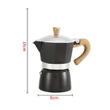 Aluminum Coffee Pot with Wood Grain Handle Moka Coffee Pot Outdoor Portable Coffee Maker Tool Matte Black 150ML - Front View