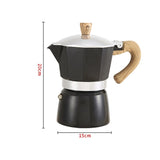 Aluminum Coffee Pot with Wood Grain Handle Moka Coffee Pot Outdoor Portable Coffee Maker Tool Matte Black 300ML