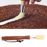 Coffee Grinder Cleaning Brush Black Walnut Coffee Powder Cleaning Brush Coffee Bar Bristle Brush with Lanyard