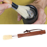 Coffee Grinder Cleaning Brush Black Walnut Coffee Powder Cleaning Brush Coffee Bar Bristle Brush with Lanyard