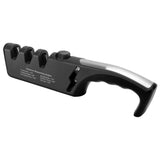Knife Sharpener Diamond Black Ergonomic Multifunctional Adjustable 3 Stages Kitchen Tool Black - Close-Up Angle