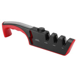 Knife Sharpener Diamond Black Ergonomic Multifunctional Adjustable 3 Stages Kitchen Tool Red - Front View