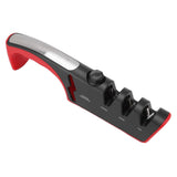 Knife Sharpener Diamond Black Ergonomic Multifunctional Adjustable 3 Stages Kitchen Tool Red - Side View