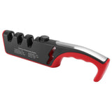 Knife Sharpener Diamond Black Ergonomic Multifunctional Adjustable 3 Stages Kitchen Tool Red - Close-Up Angle