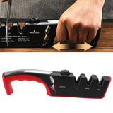 Knife Sharpener Diamond Black Ergonomic Multifunctional Adjustable 3 Stages Kitchen Tool Red