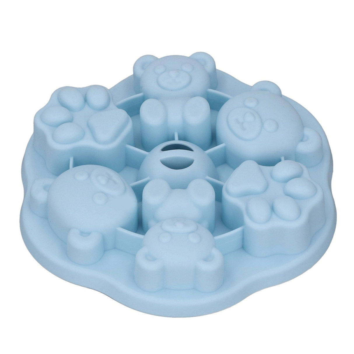 Jelly Mold Silicone Lovely Bear Cat Paw Ice Cube Cake Pudding Kitchen Mould with Lid for Home Kitchen Blue