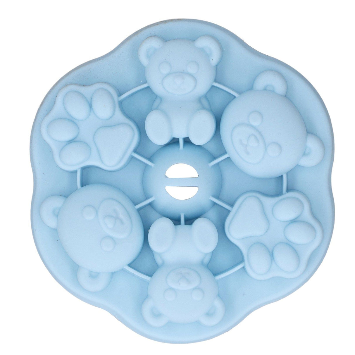 Jelly Mold Silicone Lovely Bear Cat Paw Ice Cube Cake Pudding Kitchen Mould with Lid for Home Kitchen Blue