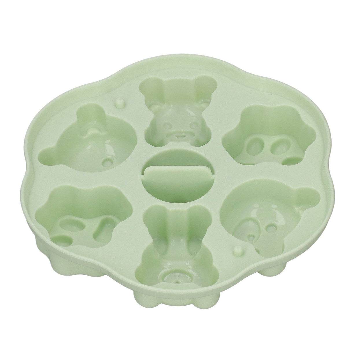 Jelly Mold Silicone Lovely Bear Cat Paw Ice Cube Cake Pudding Kitchen Mould with Lid for Home Kitchen Green