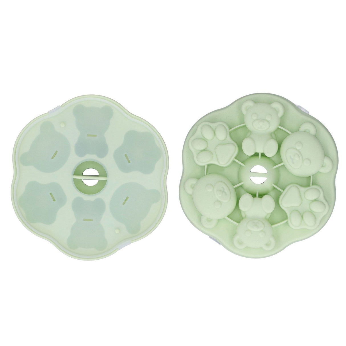 Jelly Mold Silicone Lovely Bear Cat Paw Ice Cube Cake Pudding Kitchen Mould with Lid for Home Kitchen Green