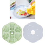 Jelly Mold Silicone Lovely Bear Cat Paw Ice Cube Cake Pudding Kitchen Mould with Lid for Home Kitchen Green