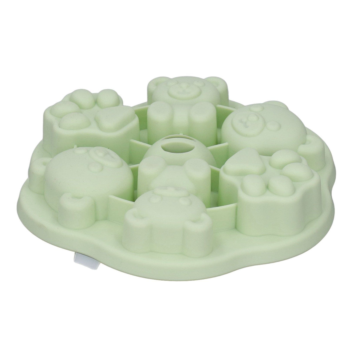 Jelly Mold Silicone Lovely Bear Cat Paw Ice Cube Cake Pudding Kitchen Mould with Lid for Home Kitchen Green
