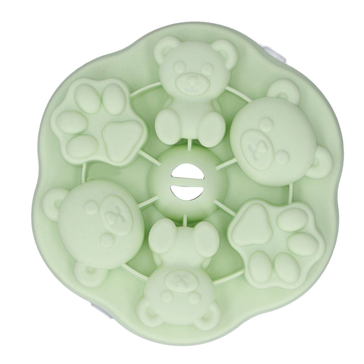 Jelly Mold Silicone Lovely Bear Cat Paw Ice Cube Cake Pudding Kitchen Mould with Lid for Home Kitchen Green