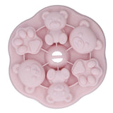 Jelly Mold Silicone Lovely Bear Cat Paw Ice Cube Cake Pudding Kitchen Mould with Lid for Home Kitchen Pink