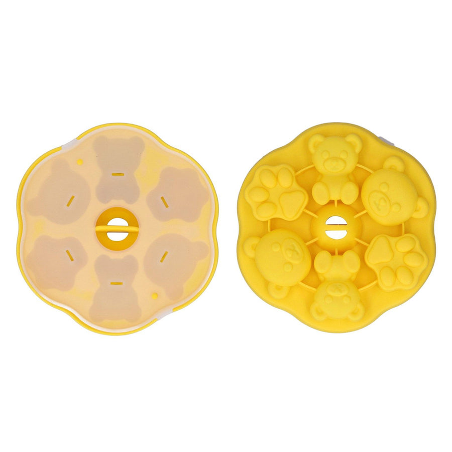 Jelly Mold Silicone Lovely Bear Cat Paw Ice Cube Cake Pudding Kitchen Mould with Lid for Home Kitchen Yellow
