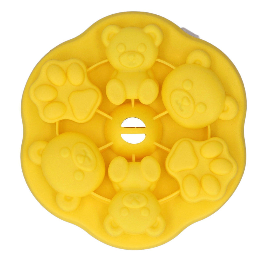Jelly Mold Silicone Lovely Bear Cat Paw Ice Cube Cake Pudding Kitchen Mould with Lid for Home Kitchen Yellow