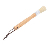 Coffee Grinder Cleaning Brush with Beech Handle Pig Hair Powder Cleaning Brush with Strap for Cafe - Side View