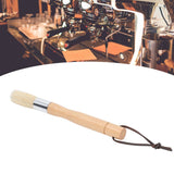Coffee Grinder Cleaning Brush with Beech Handle Pig Hair Powder Cleaning Brush with Strap for Cafe
